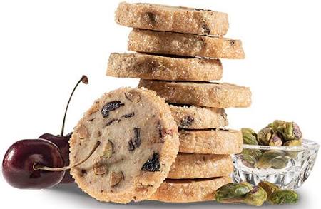 Pistachio Cherry Shortbread Cookies